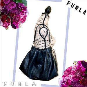 FURLA XL Smooth Black Hobo Bag